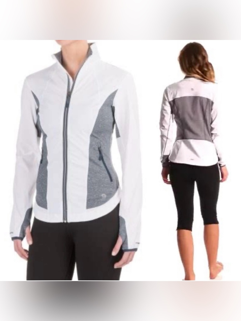 Mountain Hardwear Mighty Power Hybrid Jacket M White Gray Lightweight Full Zip